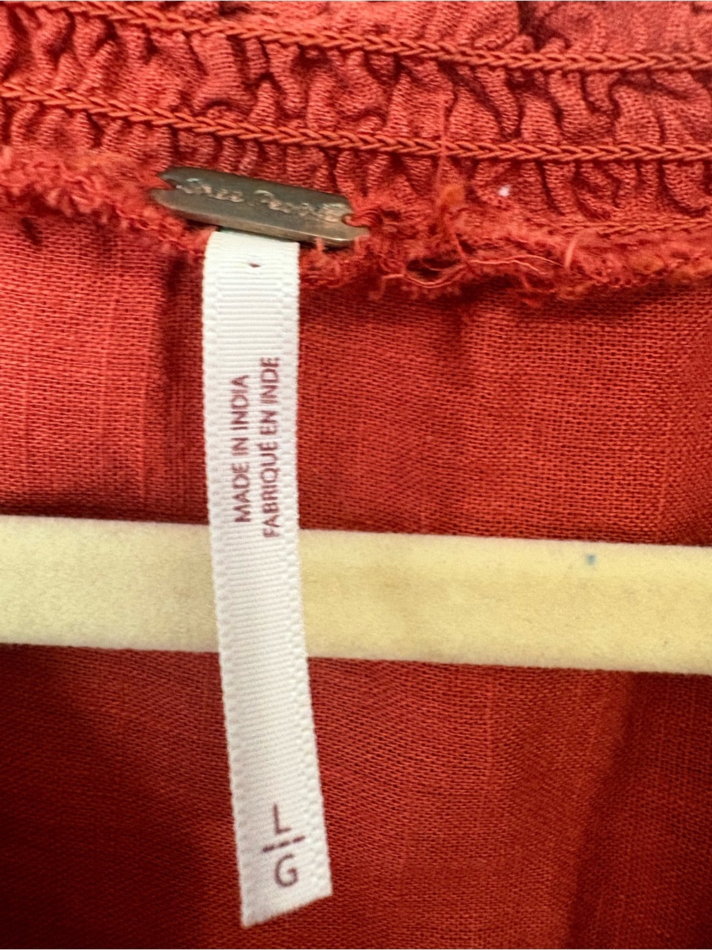 Free People Rust Red Embroidered Ruffle Button-Down Blouse - Picture 3 of 5